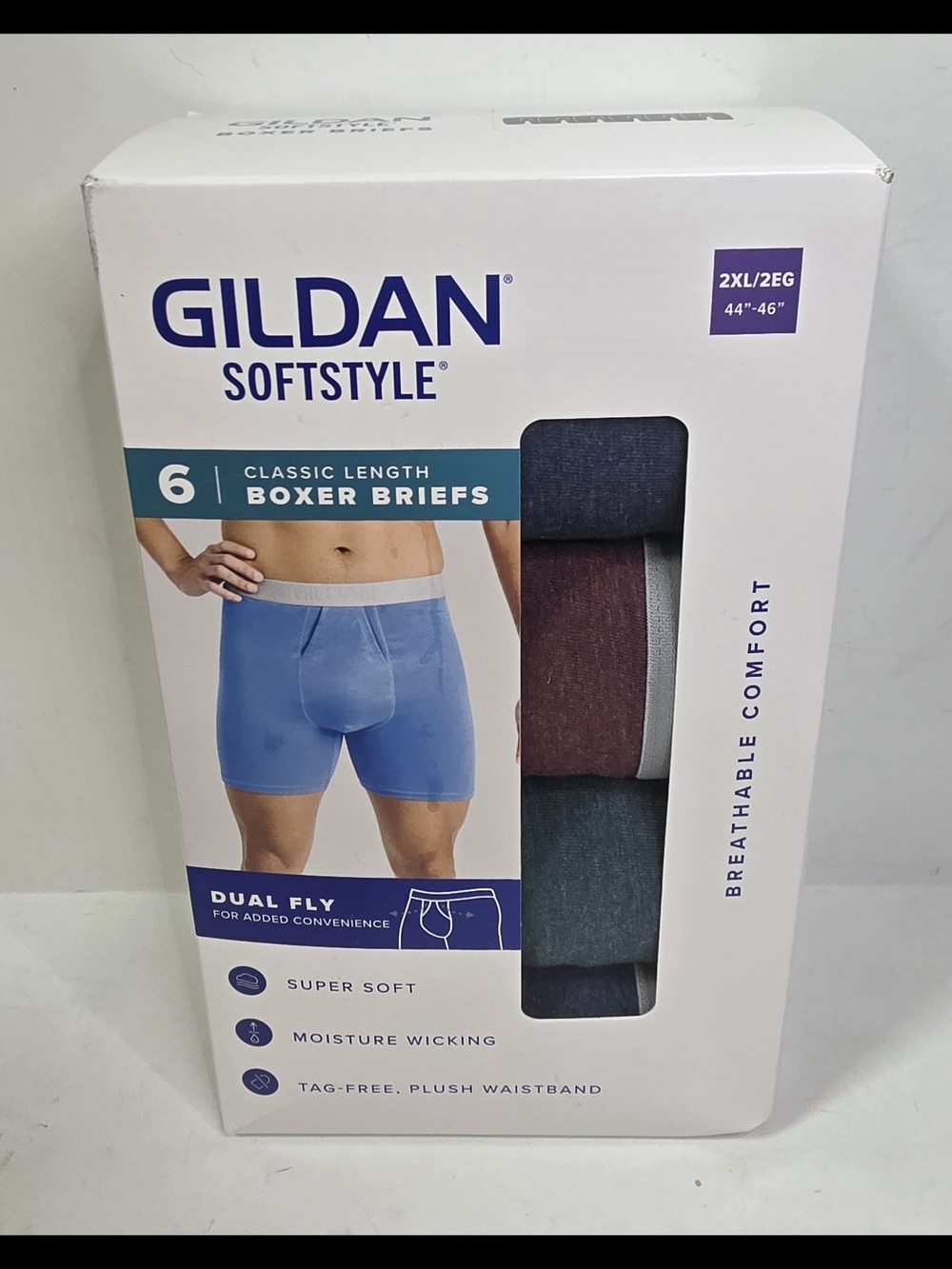 Gildan 6pk Softstyle Classic Length Boxer Briefs Mens 2XL